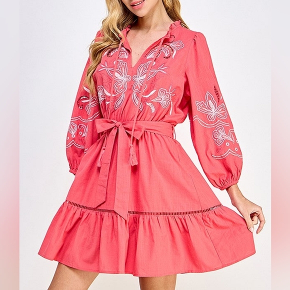 See And Be Seen Dresses & Skirts - SEE AND BE SEEN SIZE M Embroidered Pink Dress